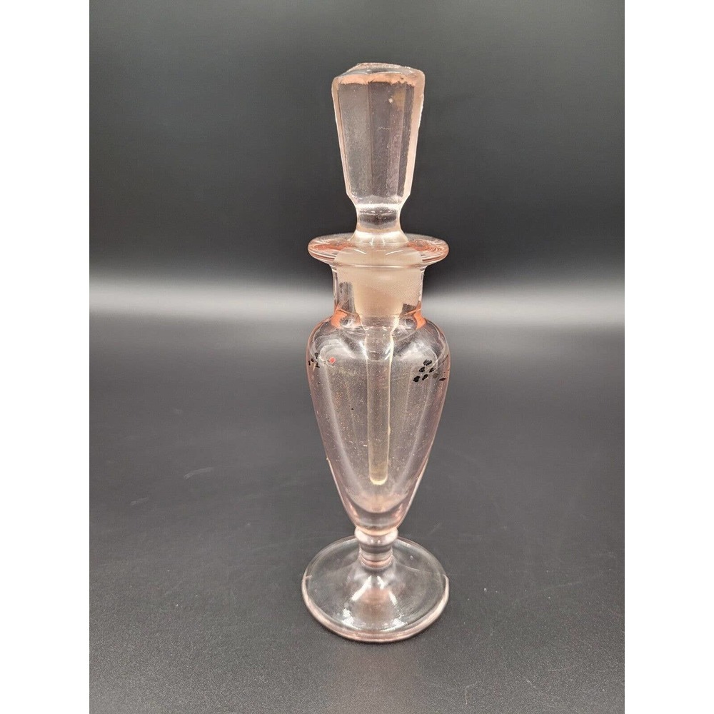 New Martinsville Queen Anne Pink Perfume Bottle Dabber Depression Era 1930s